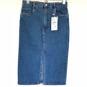 Zara Denim Midi Skirt